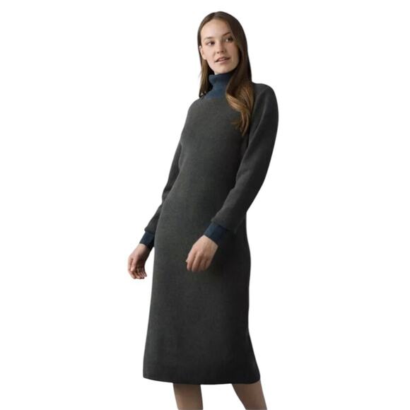 NWT Prana South Rock Green Sweater Dress XS Wool Organic Cotton Modest Church - Picture 1 of 12
